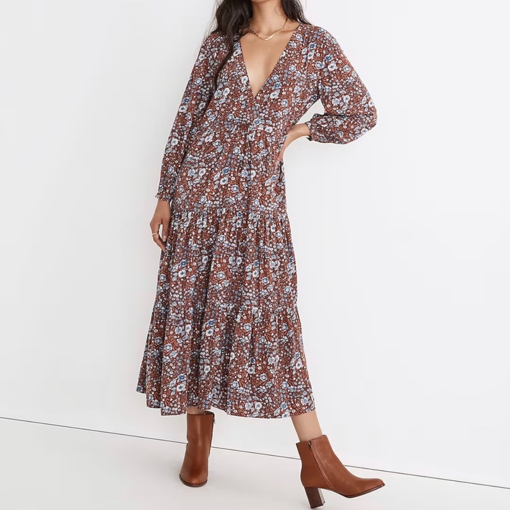 Sold out Madewell Wrap Midi Dress in Woodland Floral